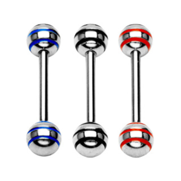 Piercing do jazyka modrá 1,6x16x6mm