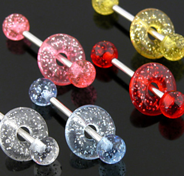 Piercing do jazyka růžová 1,6x16x6mm