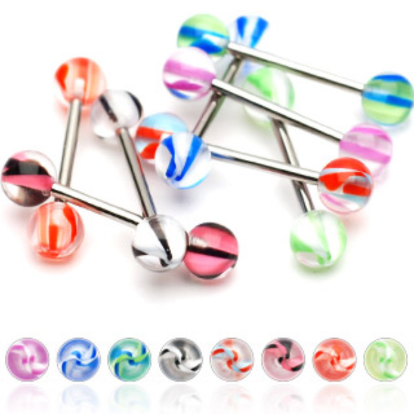 Piercing do jazyka zelená 1,6x16x6mm