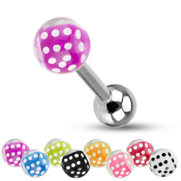 Piercing do jazyka modrá 1,6x16x6mm