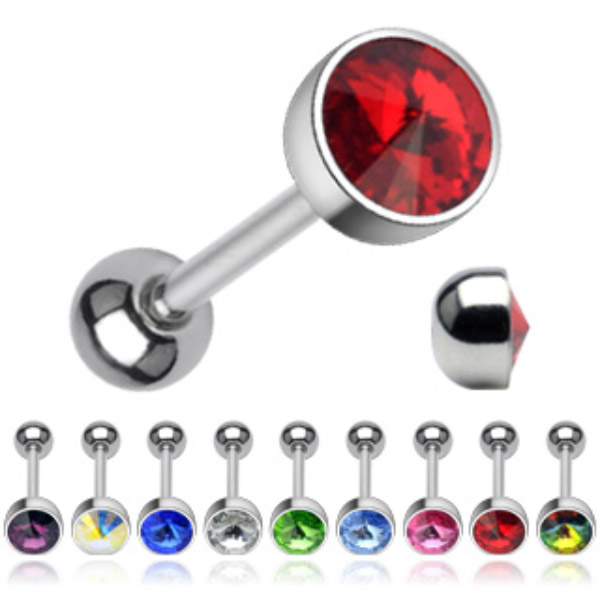 Piercing do jazyka světle modrá 1,6x16x6mm