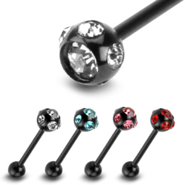 Piercing do jazyka červená 1,6x16x6mm