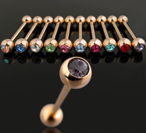 Piercing do jazyka modrá 1,6x16x6mm