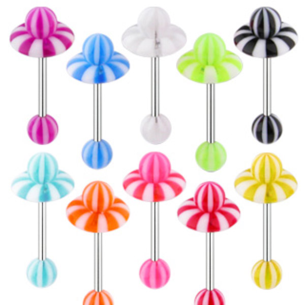 Piercing do jazyka růžová 1,6x16x6mm