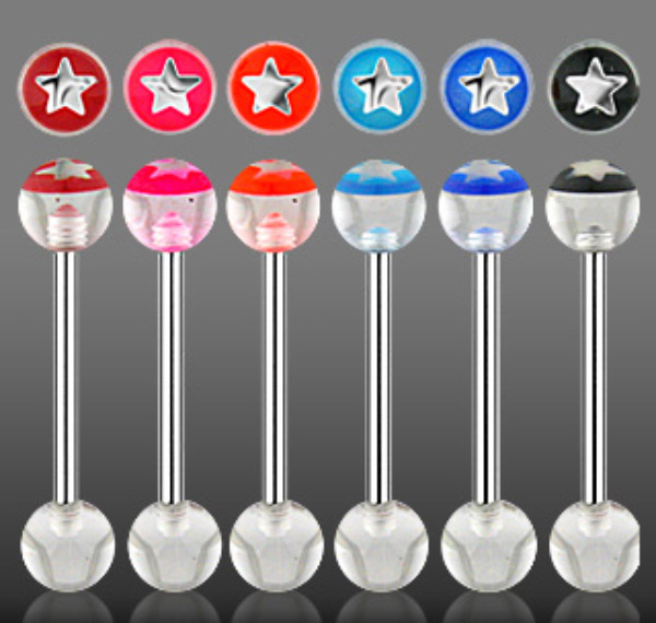 Piercing do jazyka růžová 1,6x16x6mm