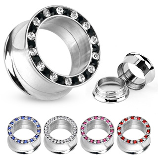 Tunel do ucha 14 mm červená/čirá