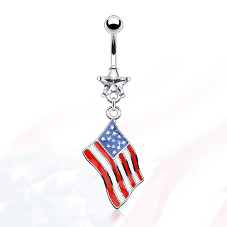 Piercing do pupíku čirá americká vlajka