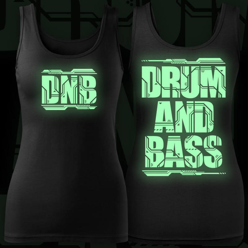 Tílko dnb, drum and bass dámské svítící potisk