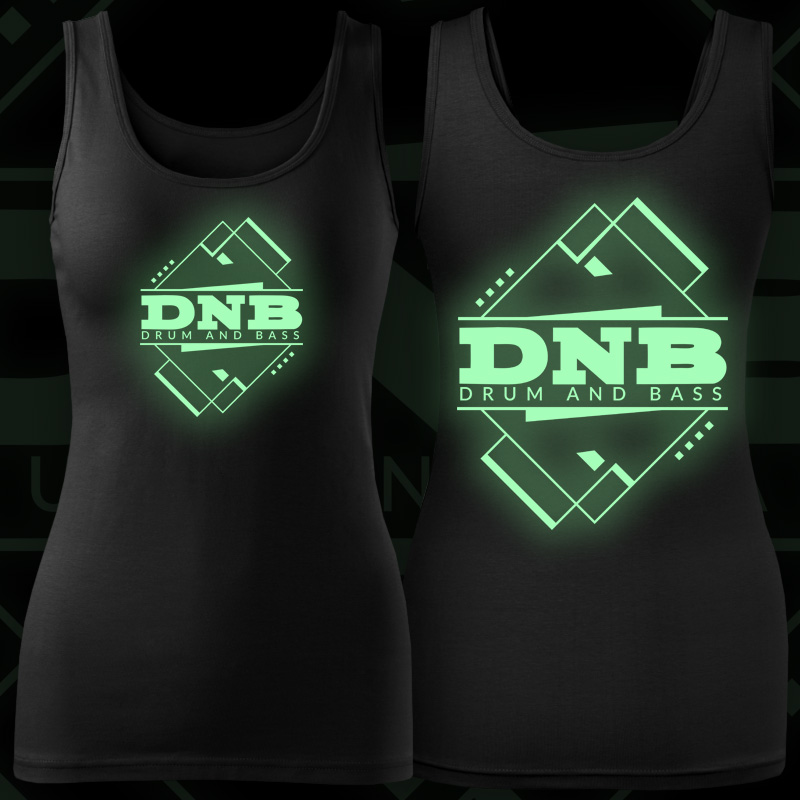 Tílko dnb, drum and bass dámské svítící potisk