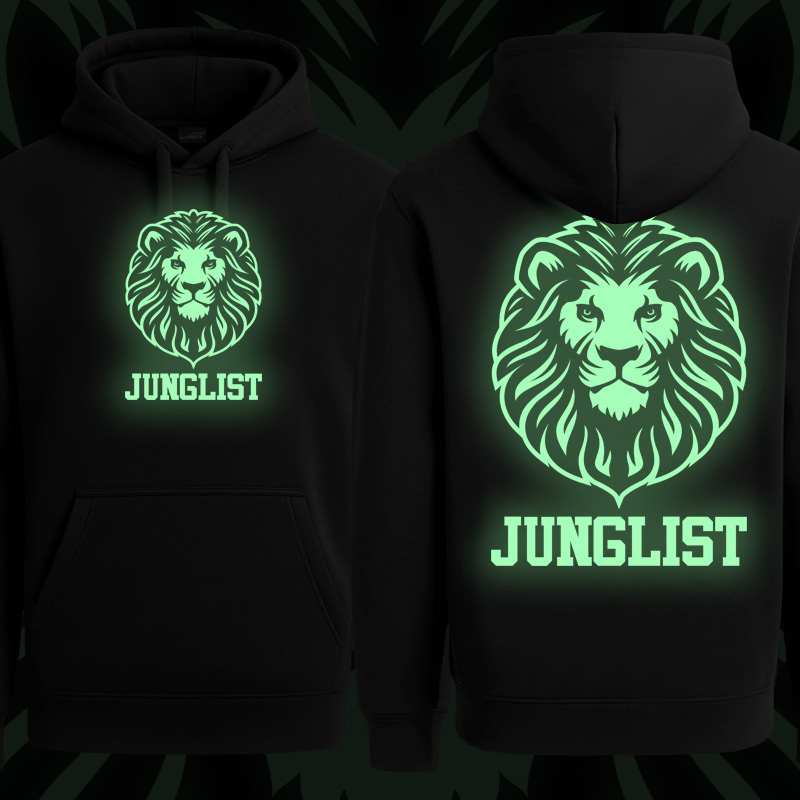 Mikina dnb, drum and bass klokanka svítící potisk