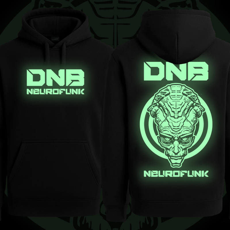 Mikina dnb, drum and bass klokanka svítící potisk
