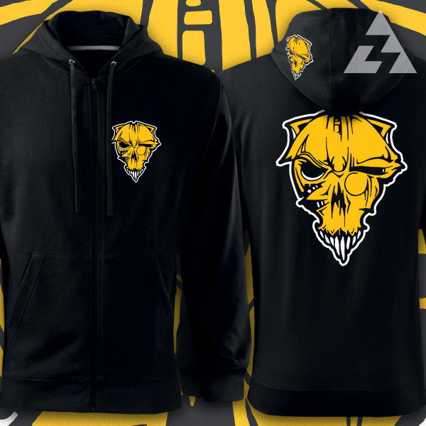 Mikina tekno na zip SKULL