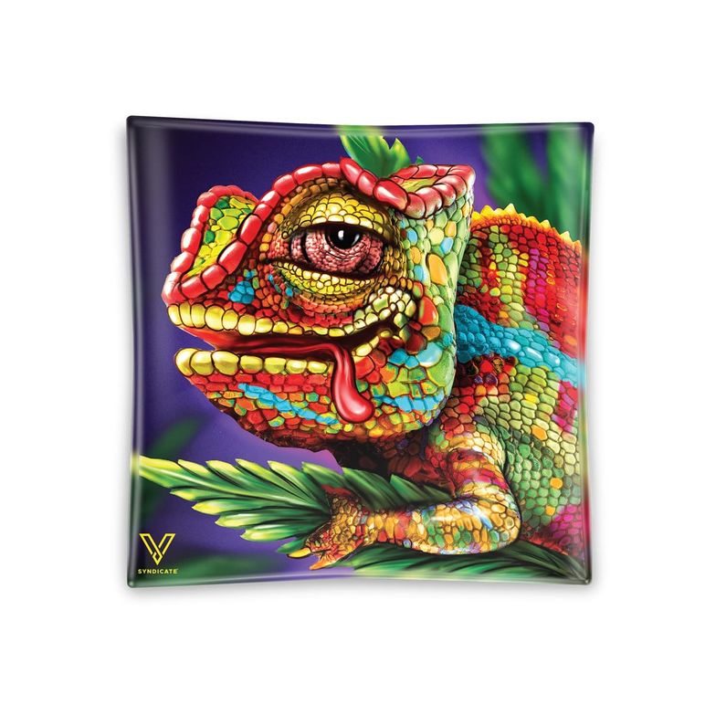 Popelník skleněný s designem Chameleon