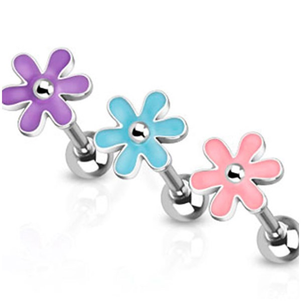 Piercing do jazyka růžová 1,6x16x6mm
