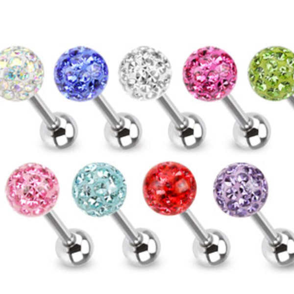 Piercing do jazyka zelená 1,6x16x6mm