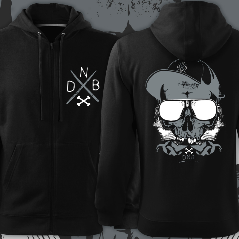 Mikina zip dnb drum and bass skull