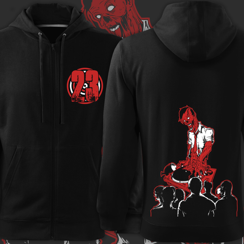 Mikina tekno zombie dj na zip