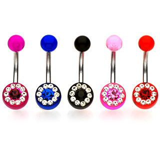 Piercing do pupíku fialová