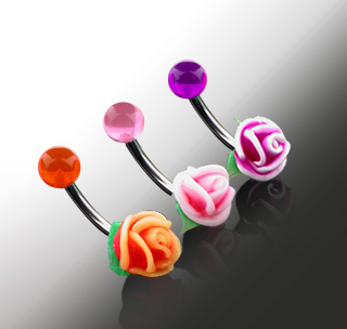 Piercing do pupíku fialová růže