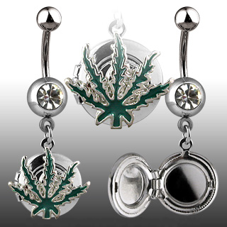 Piercing do pupíku list marihuana