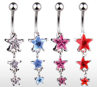 Piercing do pupíku červená hvězda