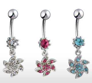 Piercing do pupíku tyrkysová květ