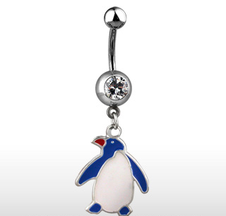 Piercing do pupíku tučňák
