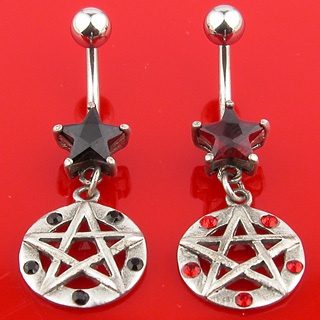 Piercing do pupíku černá pentagram