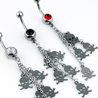 Piercing do pupíku černá lebka
