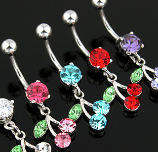Piercing do pupíku modrá/fialová třešně