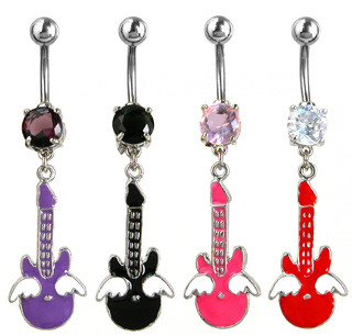 Piercing do pupíku fialová kytara