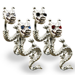 Piercing do pupíku černá drak