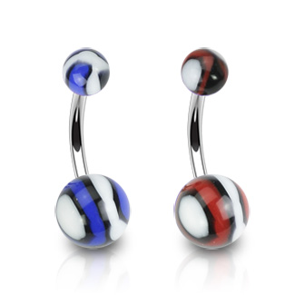 Piercing do pupíku červená/černá