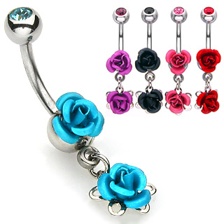 Piercing do pupíku červená růže