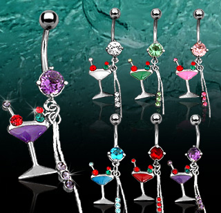 Piercing do pupíku červená drink
