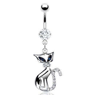 Piercing do pupíku růžová kočka