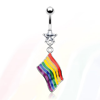 Piercing do pupíku vlajka pride