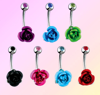 Piercing do pupíku modrá růže