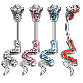 Piercing do pupíku růžová kobra