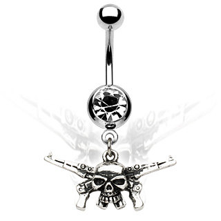Piercing do pupíku lebka zbraň