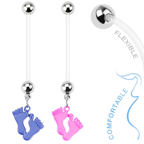 Piercing do pupíku růžová noha