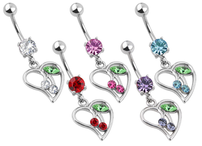 Piercing do pupíku růžová srdce