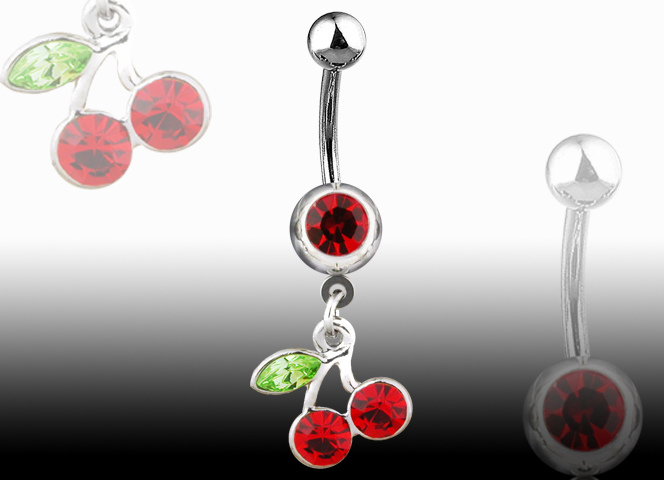 Piercing do pupíku červená třešně