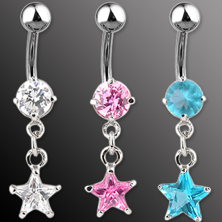 Piercing do pupíku růžová hvězda