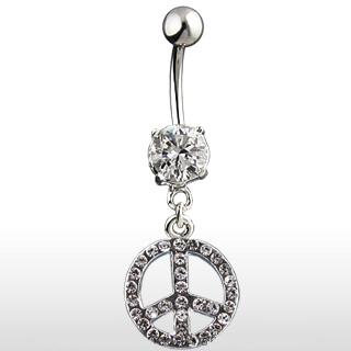 Piercing do pupíku zelená peace