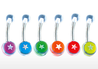 Piercing do pupíku červená hvězda
