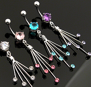 Piercing do pupíku tyrkysová