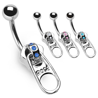 Piercing do pupíku modrá zip