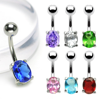 Piercing do pupíku zelená