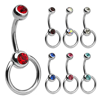 Piercing do pupíku modrá